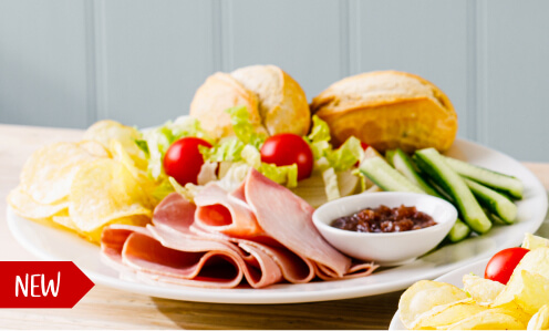 Ploughman's Ham Platter Served on a table