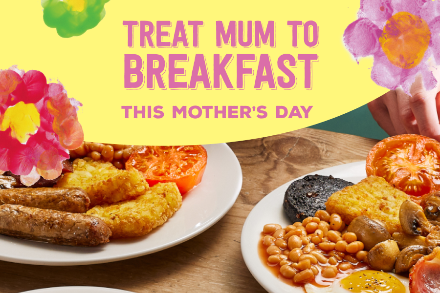 breakfast on a table at a brewers fayre