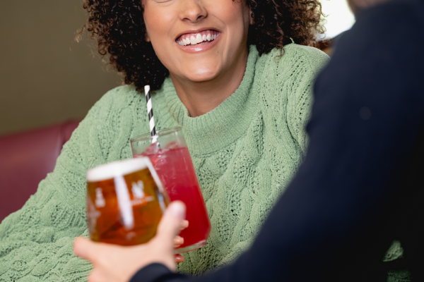 couple enjoying drinks at Brewers Fayre on valentines day