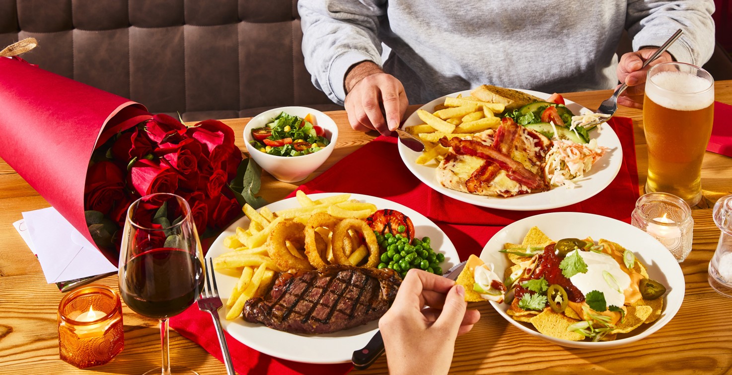 food at brewers fayre for a valentines day meal